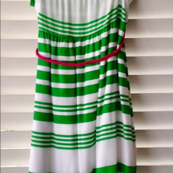 ZARA Green- & White-Striped Dress w/ Rope Belt - Picture 2 of 4